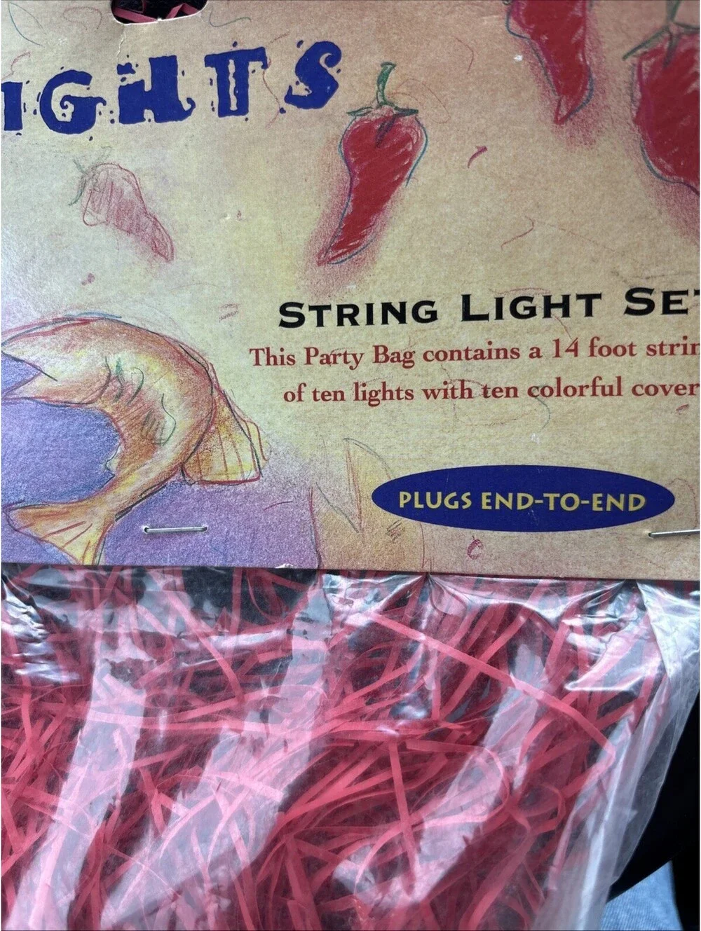 Vintage 1996 Primal Lite Fun Lights USA Flags 14ft String Of 10 Blinking Lights
